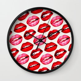 Lips Pattern - White Wall Clock