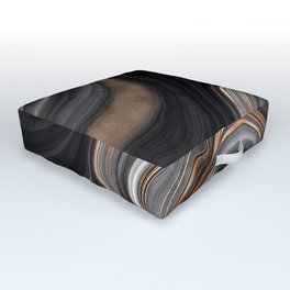 Elegant black marble with gold and copper veins Outdoor Floor Cushion