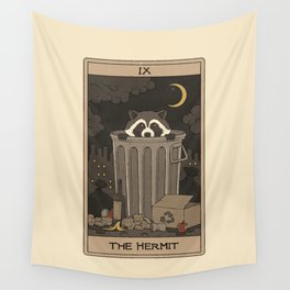 The Hermit - Raccoons Tarot Wall Tapestry