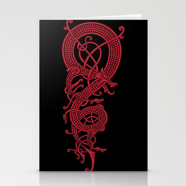 The viking dragon Fáfnir (red) Stationery Cards
