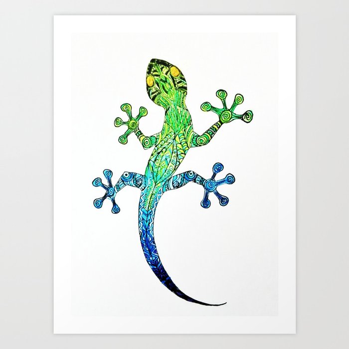 colored mandala gecko Art Print by Thia Theia