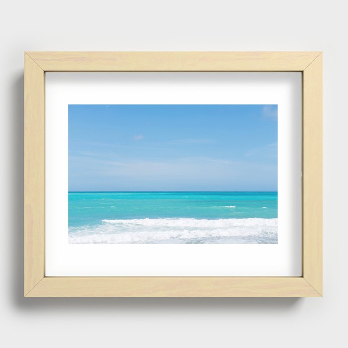 Beautiful azure sea and waves, Tyrrhenian sea in Tuscany, Italy Recessed Framed Print