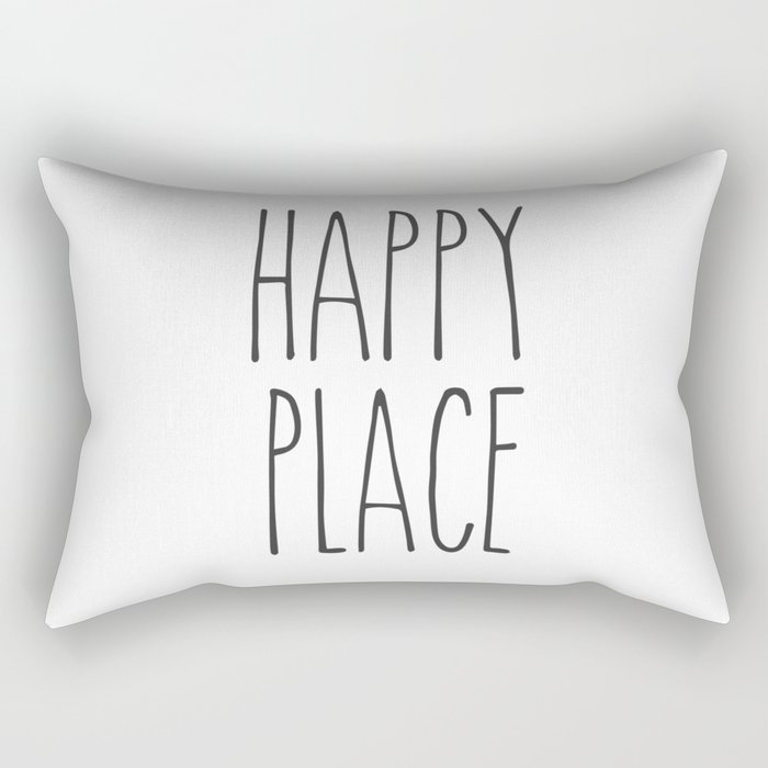 Happy Place Saying Rectangular Pillow