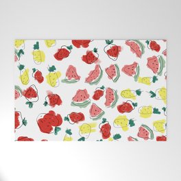 Abstract red yellow watermelon pineapple strawberry fruit Welcome Mat