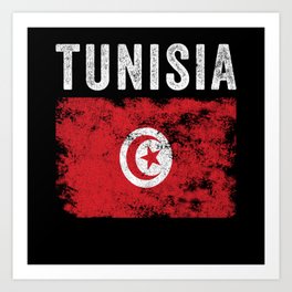 Tunisia Flag Distressed - Tunisian Flag Art Print | Countries, Kids, World, Women, Toddler, National, Graphicdesign, Present, Boys, Tunisian 