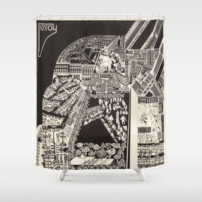 Vintage Art Deco Map of Boston Shower Curtain