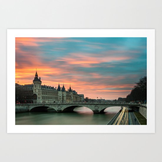 Paris by night France Art Print