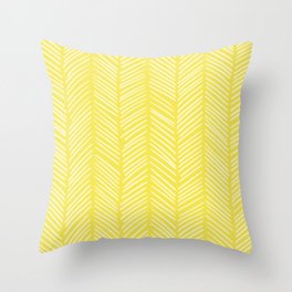 Lemon Yellow Herringbone Throw Pillow