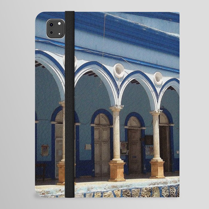Mexico Photography - Blue Beautiful Palace By The Street iPad Folio Case