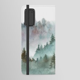 Watercolor Pine Forest Mountains in the Fog Android Wallet Case