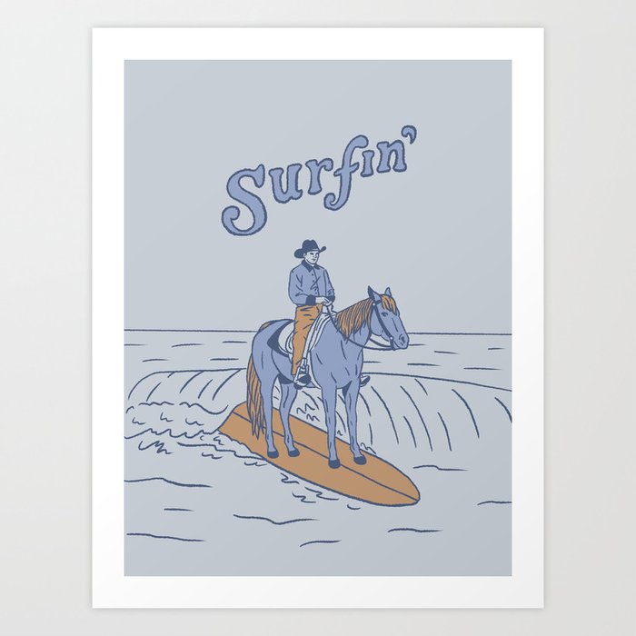Surfin' in Blue Art Print