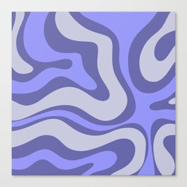 Modern Retro Liquid Swirl Abstract Pattern Square in Light Periwinkle Purple Tones Canvas Print