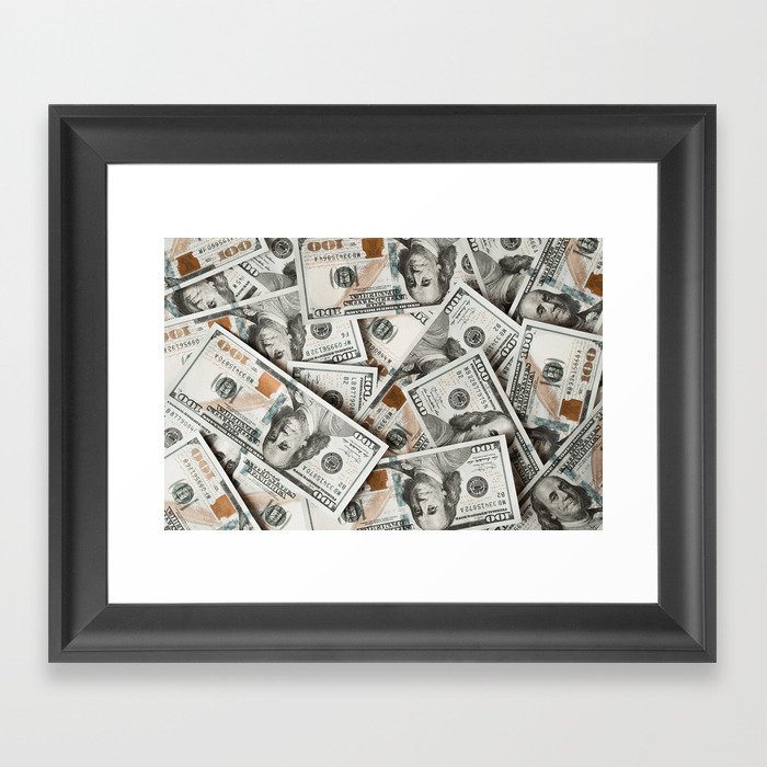 Money background of one hundred dollar bills Framed Art Print