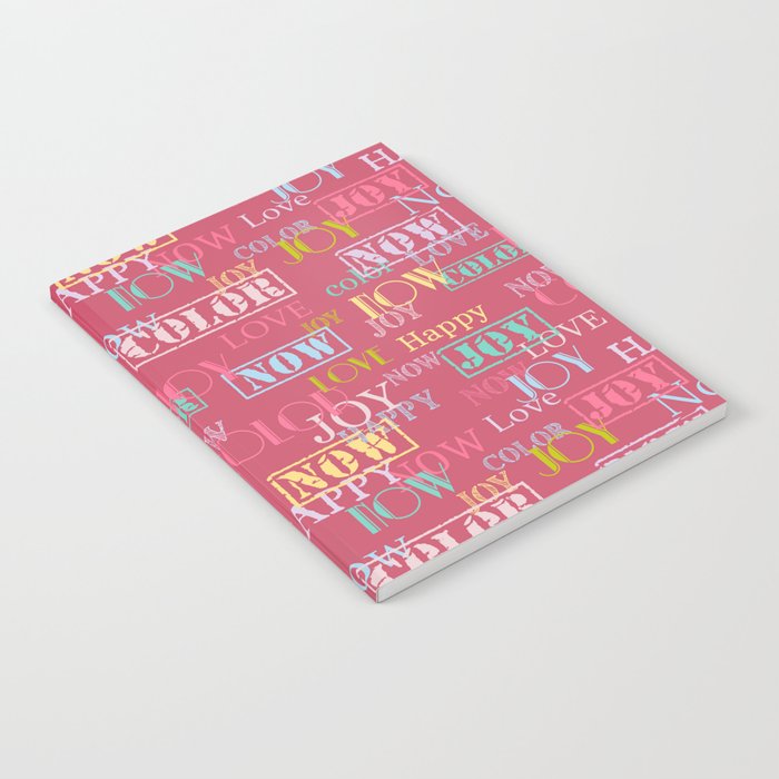 Enjoy The Colors - Colorful typography modern abstract pattern on  Terracotta Red color background  Notebook
