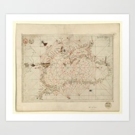 Antique / Vintage Map - The Black Sea, from Andrea Bianco's Atlas (1436) Art Print | Graphicdesign, Vintage, Old, Print, Explorer, Crimea, Map, Turkey, Ukraine, Illustration 