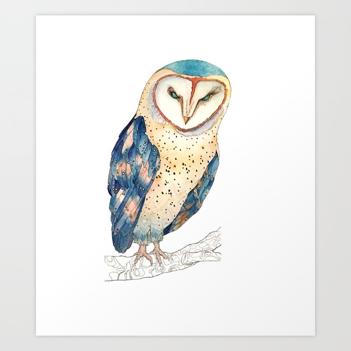 The colourful barn owl Art Print