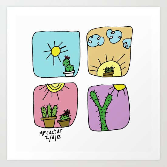 Colorful Cactus! Art Print