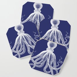 Octopus | Vintage Octopus | Tentacles | Navy Blue and White | Coaster
