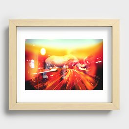 Elephant on the highway. Recessed Framed Print