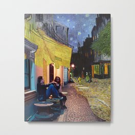 Van Gogh's Café Terrace at Night and Before Sunrise Metal Print | Vangoghcollage, Terraceatnight, Vangoghposter, Beforesunrise, Juliedelpy, Digital, Luigitarini, Vangoghcanvas, Vangoghprint, Ethanhawke 