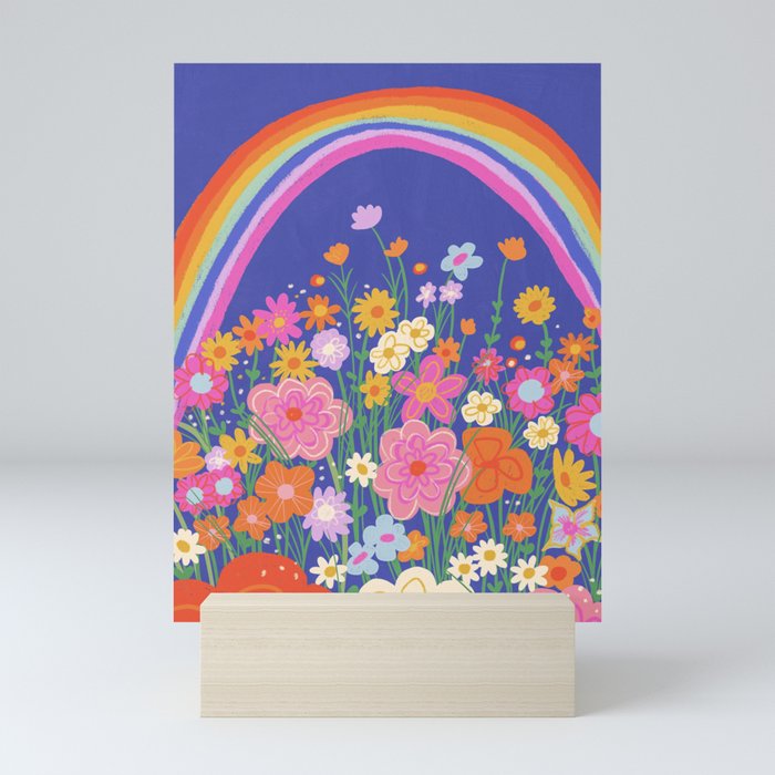 Rainbow meadow Mini Art Print