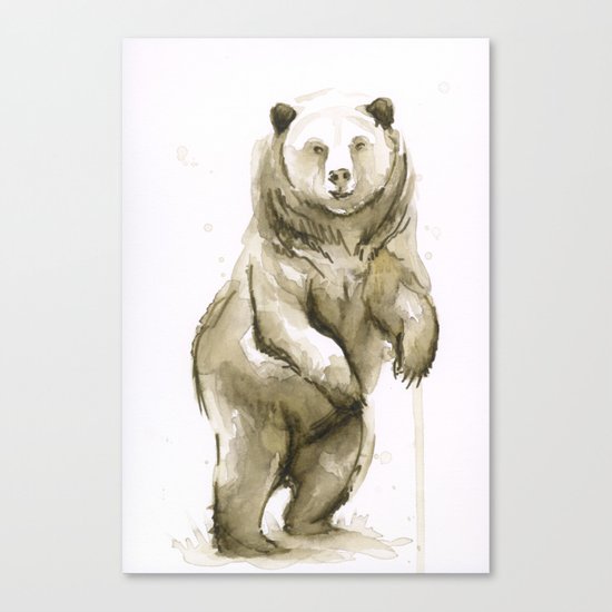 Bear Watercolor Animal Canvas Print