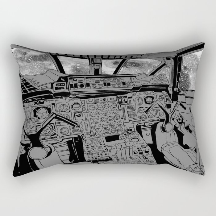 SpaceJet (B/W) Rectangular Pillow