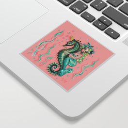 Mermaid Riding a Seahorse Prince Sticker