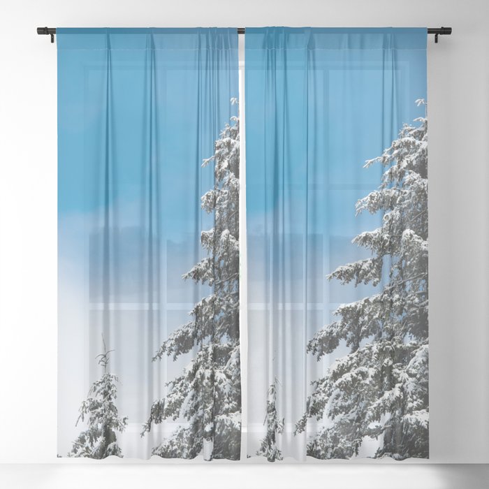 Winter Forest Fir Tree Snow XI - Nature Photography Sheer Curtain