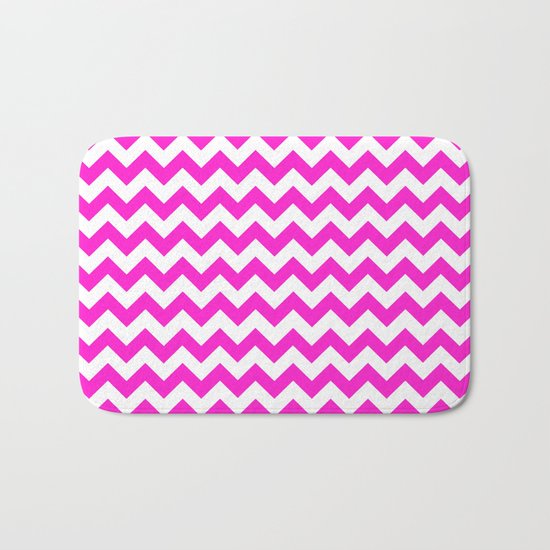 Chevron (Hot Magenta/White) Bath Mat
