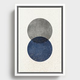 Circle Abstract - Grey Navy Texture Framed Canvas