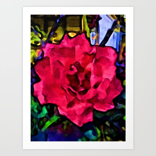 Strong Pink Rose Art Print