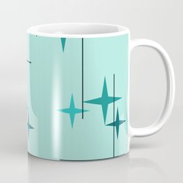 Mid Century Modern Stars Turquoise Mug