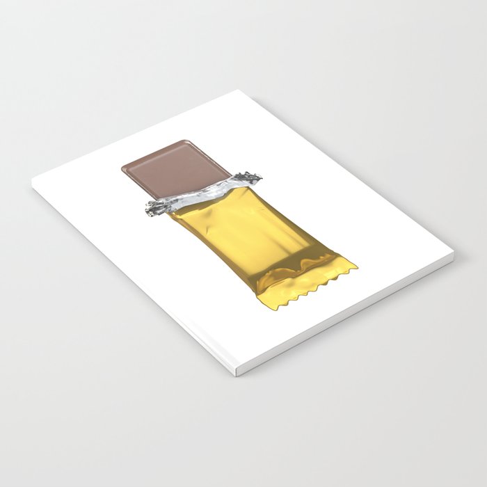 Chocolate candy bar in gold wrapper Notebook