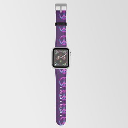 Purple Turquoise Watercolor Tie Dye Peace Sign on Purple Apple Watch Band