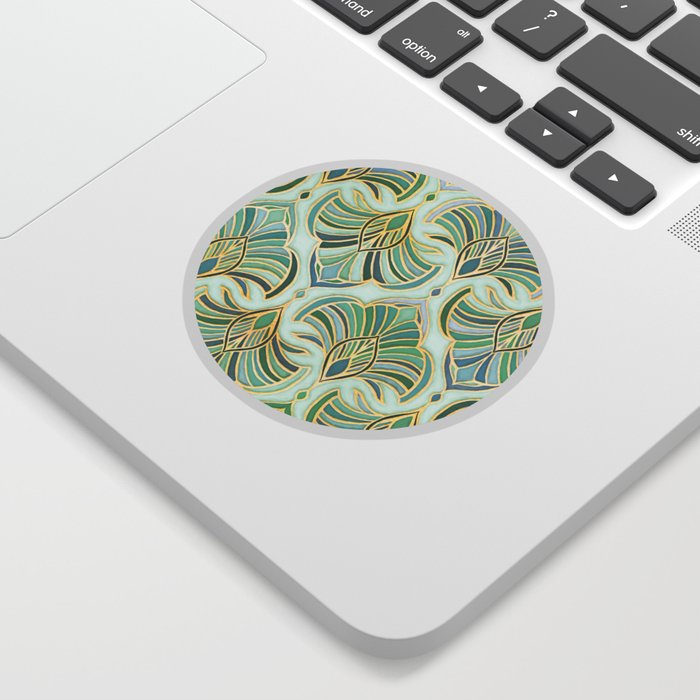 Jade Enamel Art Deco Fans Sticker