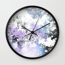 Watercolor Floral Lavender Teal Gray Wall Clock