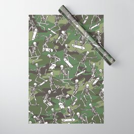 Grim Ripper Skater Camo WOODLAND GREEN Wrapping Paper