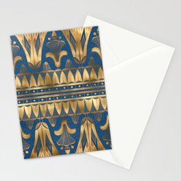 Papyrus, Lotus Ancient Egyptian Decor Architecture - Navy & Gold Stationery Card