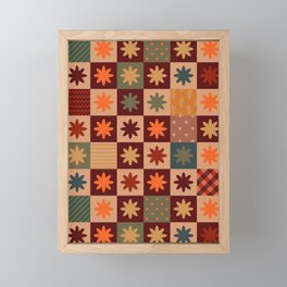 Checkered Pattern Design in Autumn Colors Framed Mini Art Print