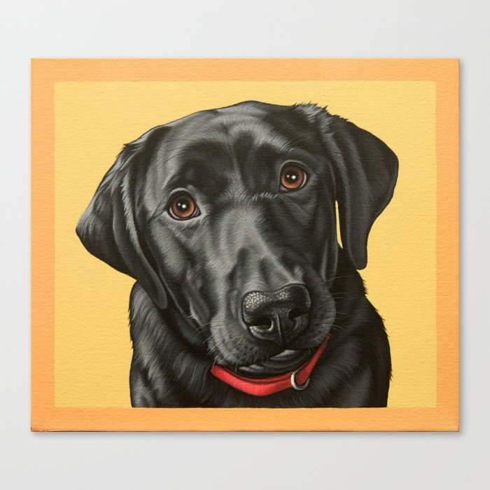 Black Labrador Retriever Portrait, Pop Art Lab Dog Painting Canvas Print