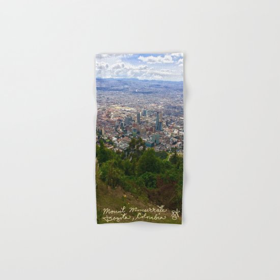 Mount Monserrate, with a 10,000 ft view of Bogota Colombia Hand & Bath Towel