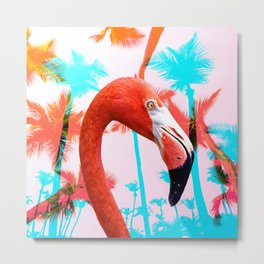 Bright Pink Tropical Flamingo Metal Print | Digitalcollage, Pinkflamingo, Flamingohead, Flamingowallart, Flamingocollage, Tropicalbirds, Flamingoaccessories, Exoticflamingo, Graphicdesign, Brightpinkprint 