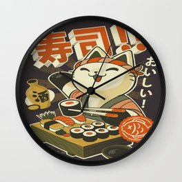 Cat Sushi Wall Clock | Japan, Kanji, Kawaii, Graphicdesign, Manga, Animation, Cute, Japanese, Sushi, Catsushi 
