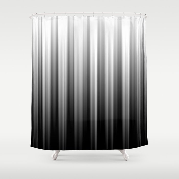 Black And White Soft Blurred Vertical Lines - Ombre Abstract Blurred Design Shower Curtain