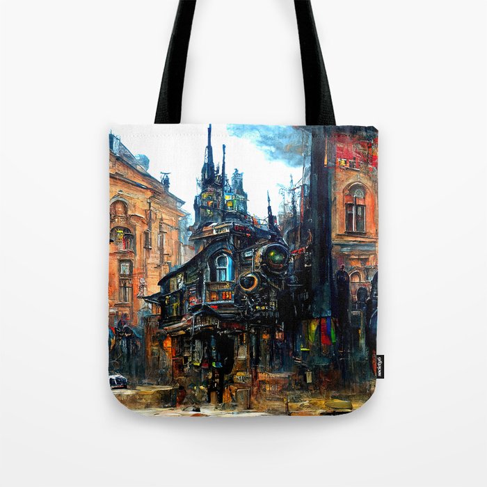 Victorian Steampunk City Tote Bag