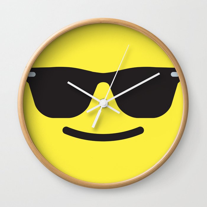 Smiling Sunglasses Face Emoji Wall Clock