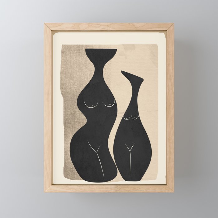 Modern Abstract Woman Body Vases 16 Framed Mini Art Print