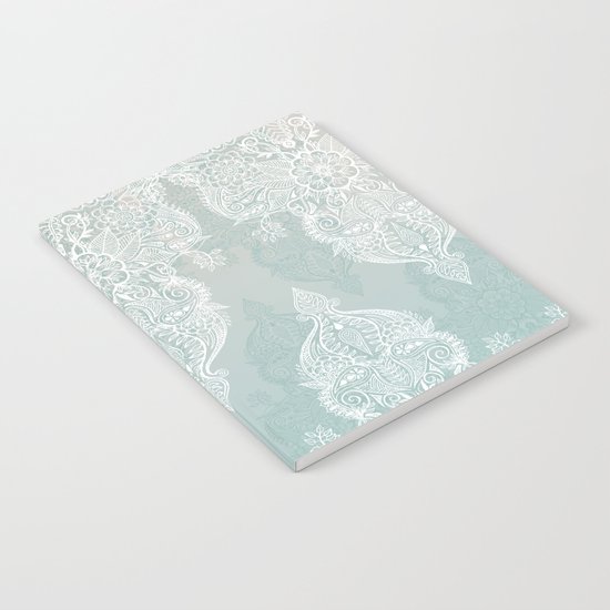 Lace & Shadows - soft sage grey & white Moroccan doodle Notebook