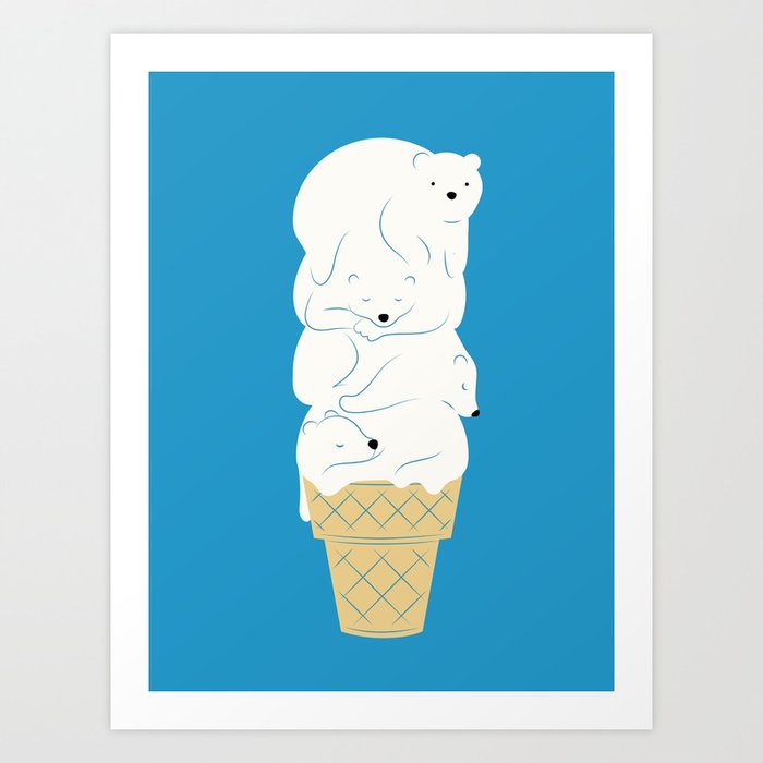 Polar Bear Ice Cream Art Print